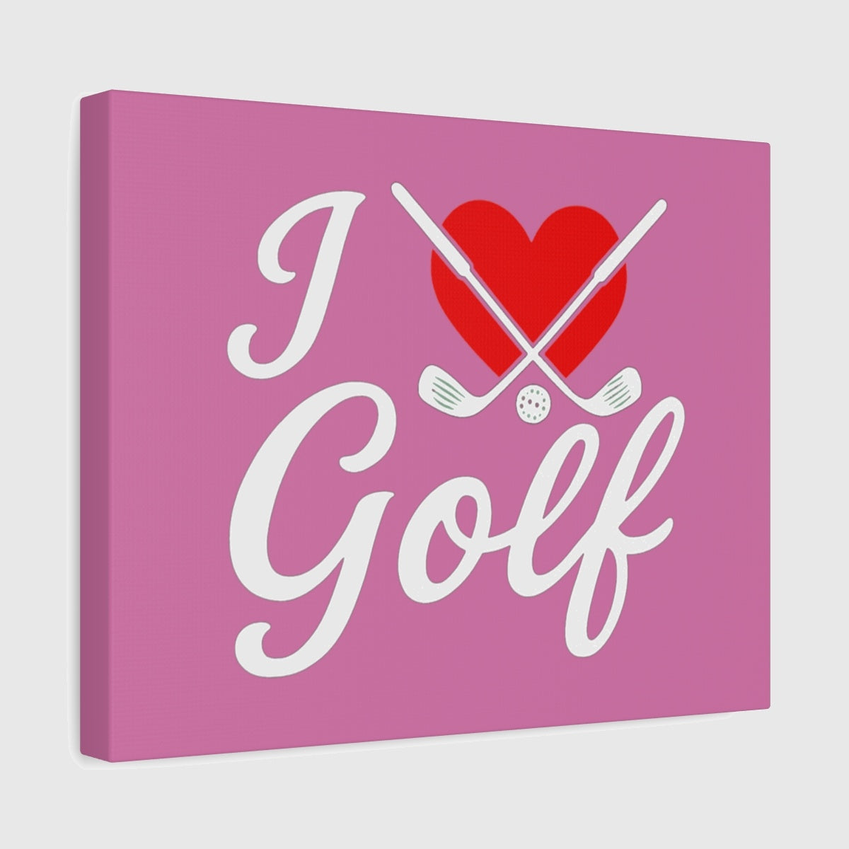 I Love Golf - Canvas Wall Art - Light Pink - 11×14 - front