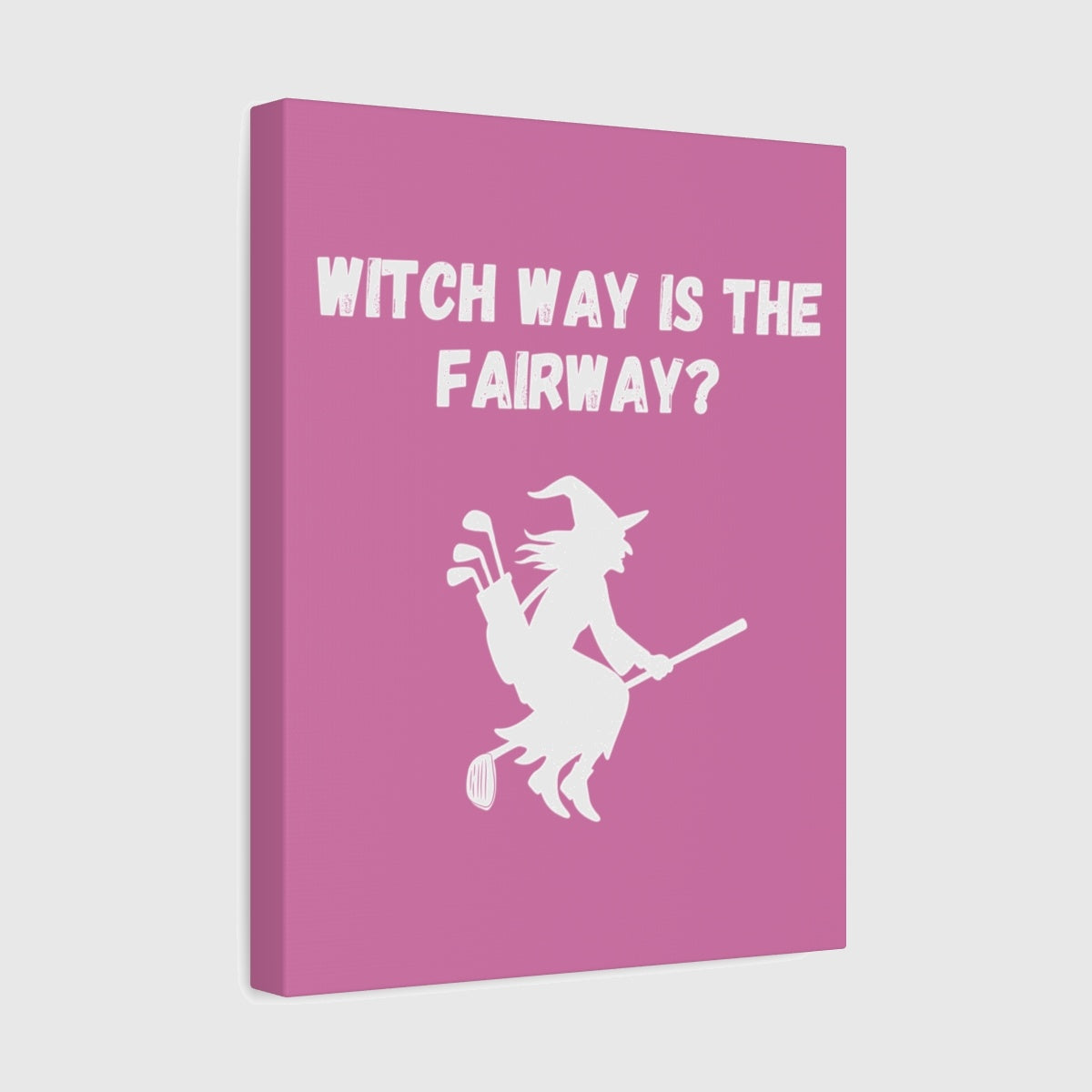 Witch Way is the Fairway - Canvas Wall Art - Light Pink - 11×14 - front