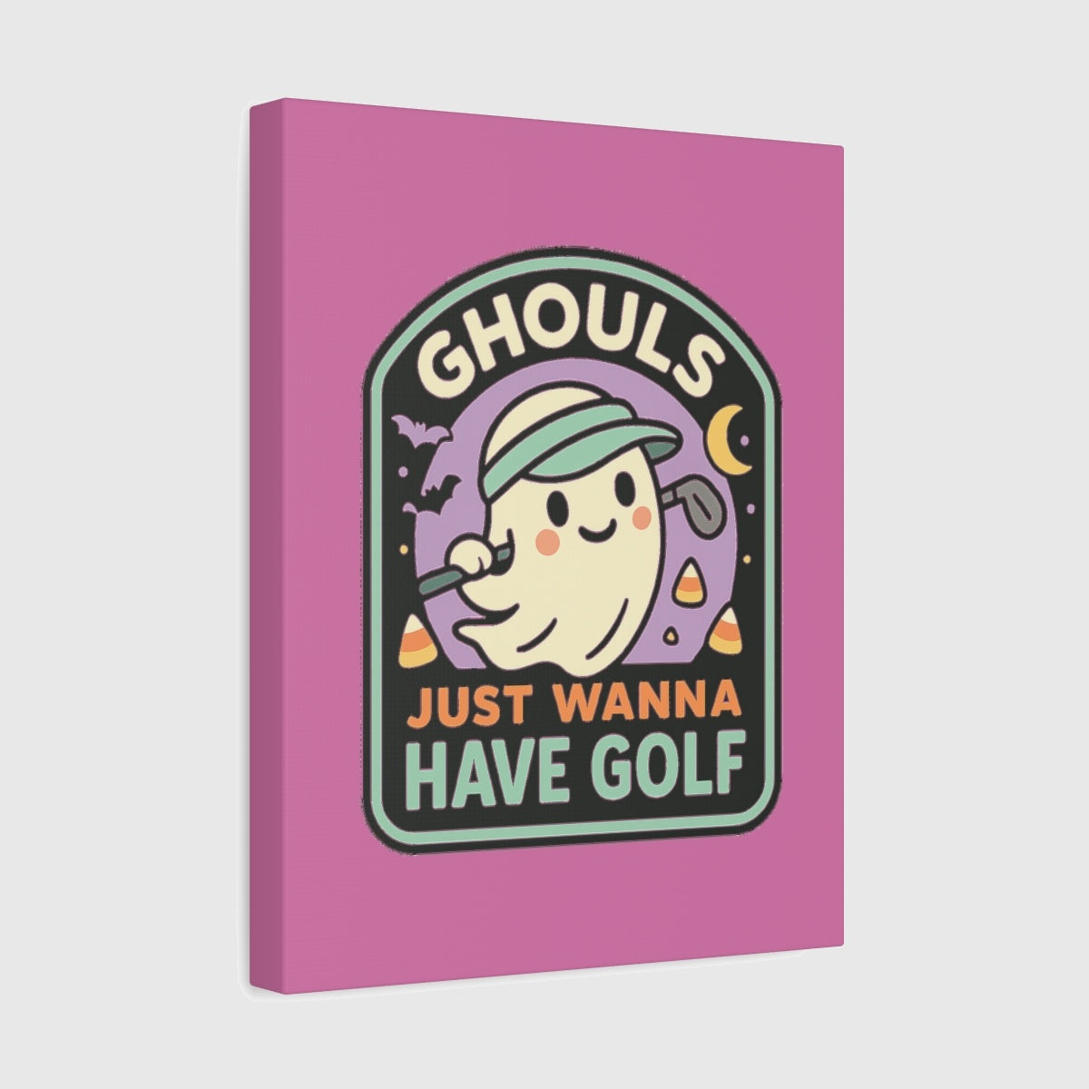 Ghouls Just Wanna Have Golf - Canvas Wall Art - Light Pink - 11×14 - front