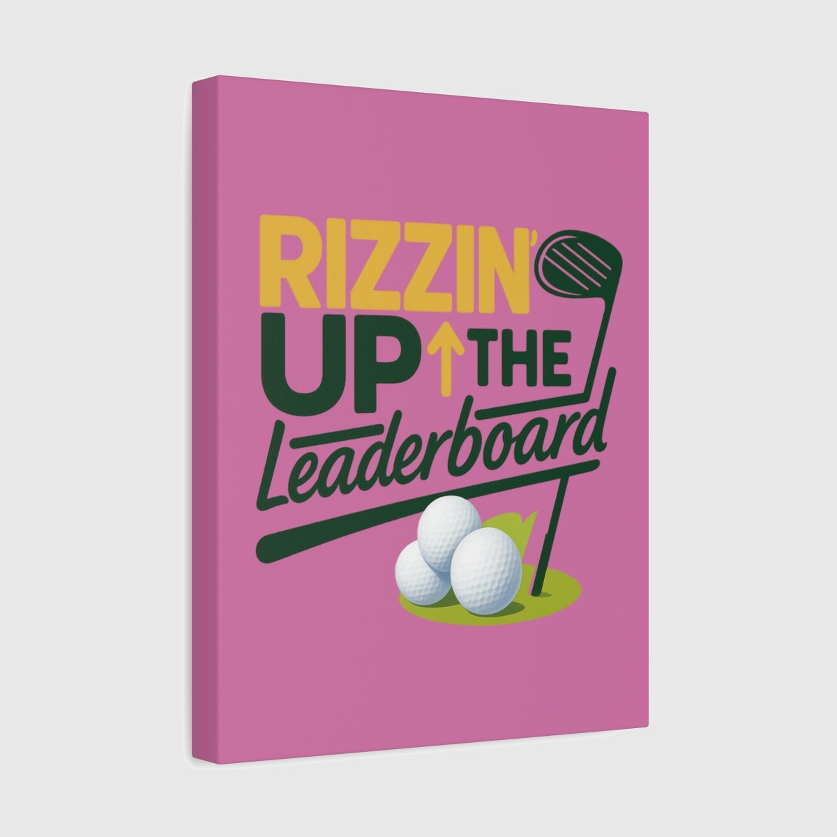 Rizzin' Up The Leaderboard - Canvas Wall Art - Light Pink - 11×14 - front