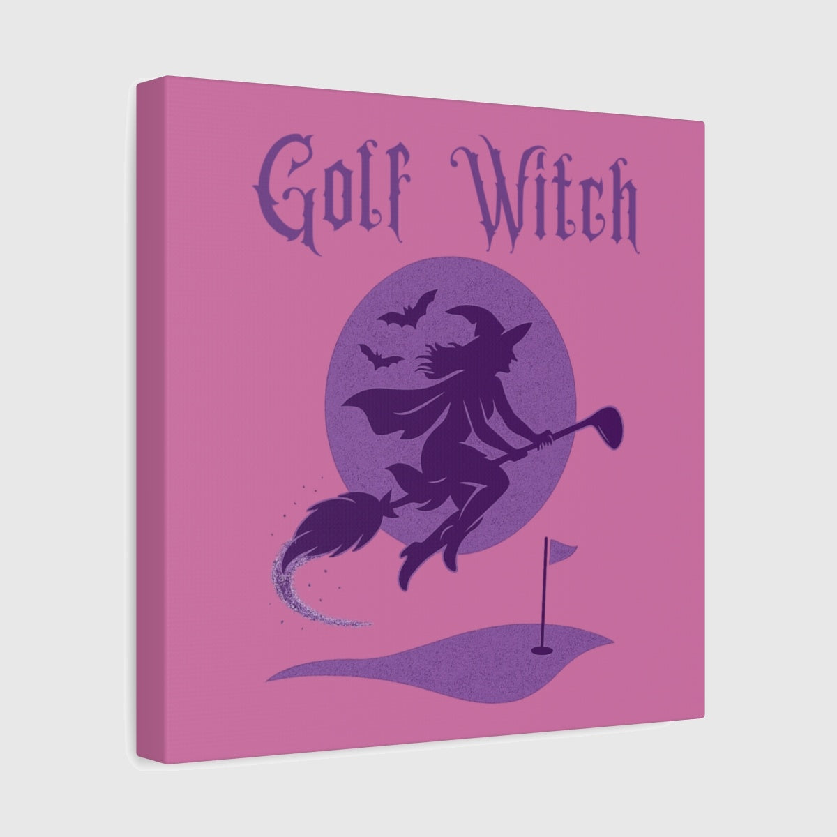 Golf Witch - Canvas Wall Art - Light Pink - 12×12 - front
