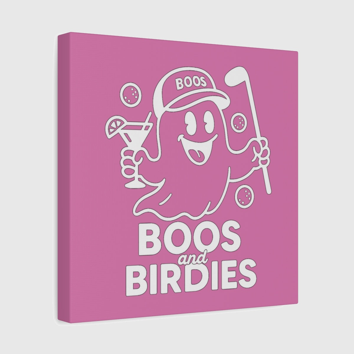 Boos and Birdies - Canvas Wall Art - Light Pink - 12×12 - front