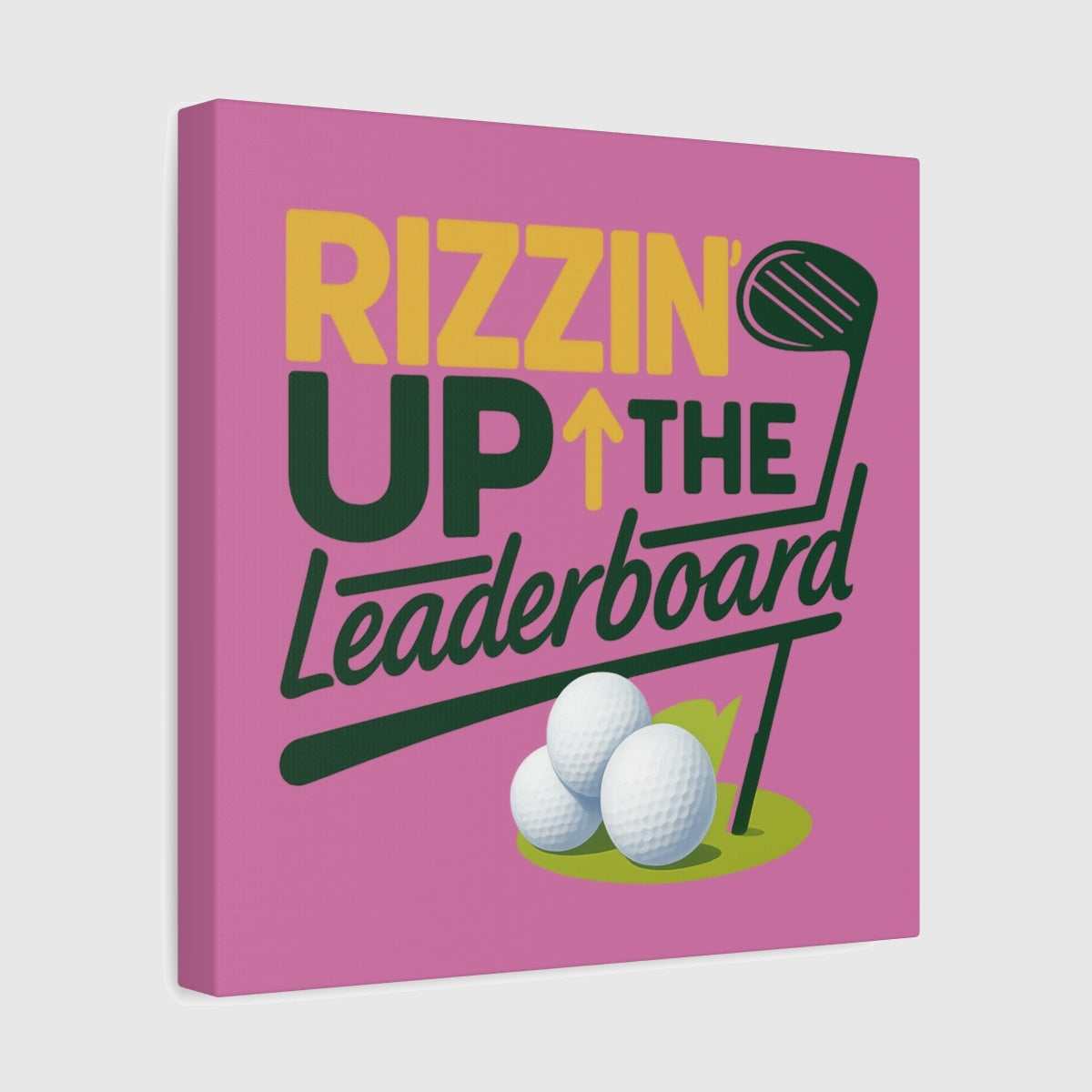 Rizzin' Up The Leaderboard - Canvas Wall Art - Light Pink - 12×12 - front