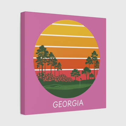 Retro Sunset - Georgia - Canvas Wall Art - Light Pink - 12×12 - front