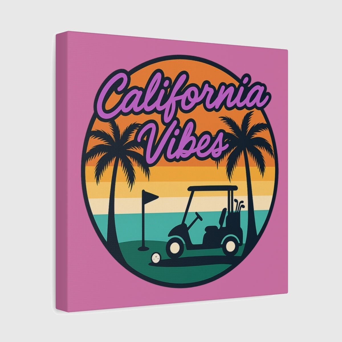 Golf Vibes - California Coast Edition - Canvas Wall Art - Light Pink - 12×12 - front