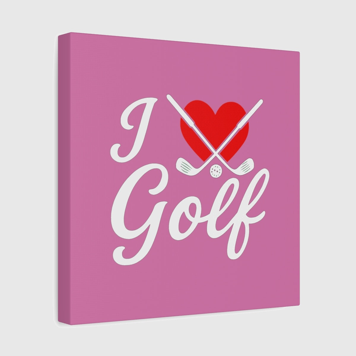 I Love Golf - Canvas Wall Art - Light Pink - 12×12 - front