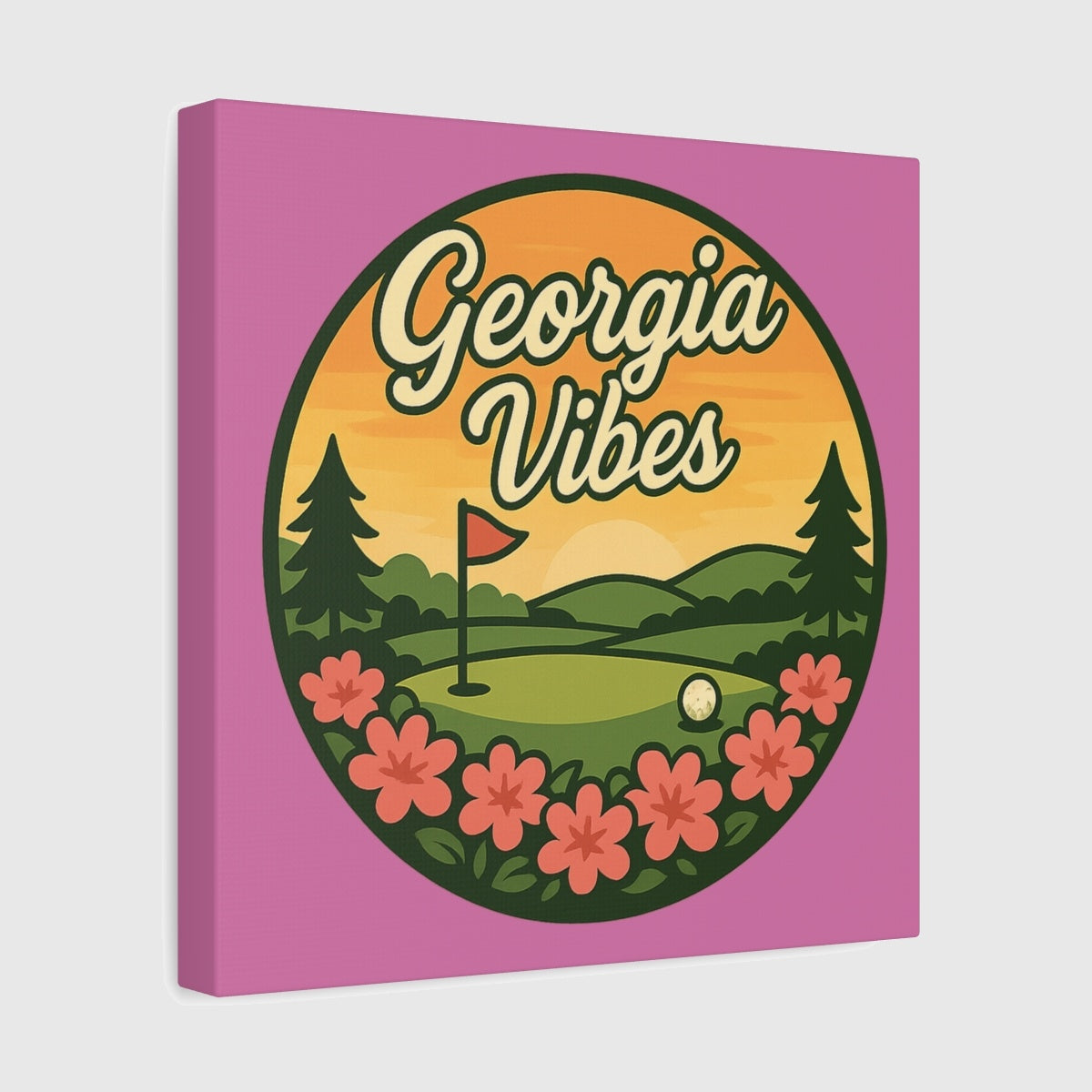 Golf Vibes - Georgia Azalea Edition - Canvas Wall Art - Light Pink - 12×12 - front