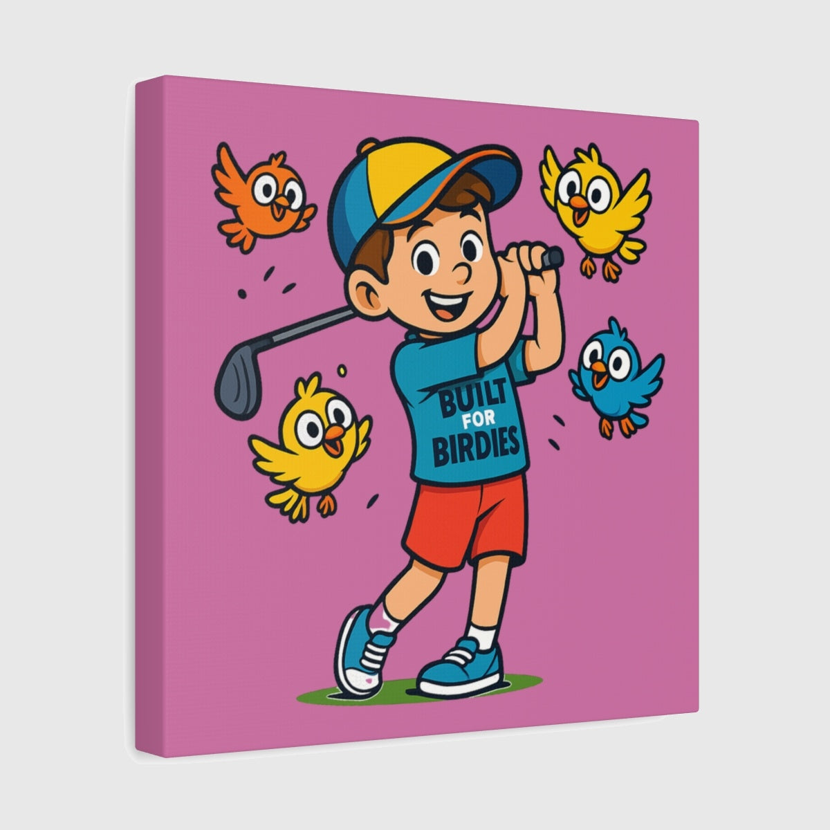 Built for Birdies - Canvas Wall Art - Light Pink - 12×12 - front