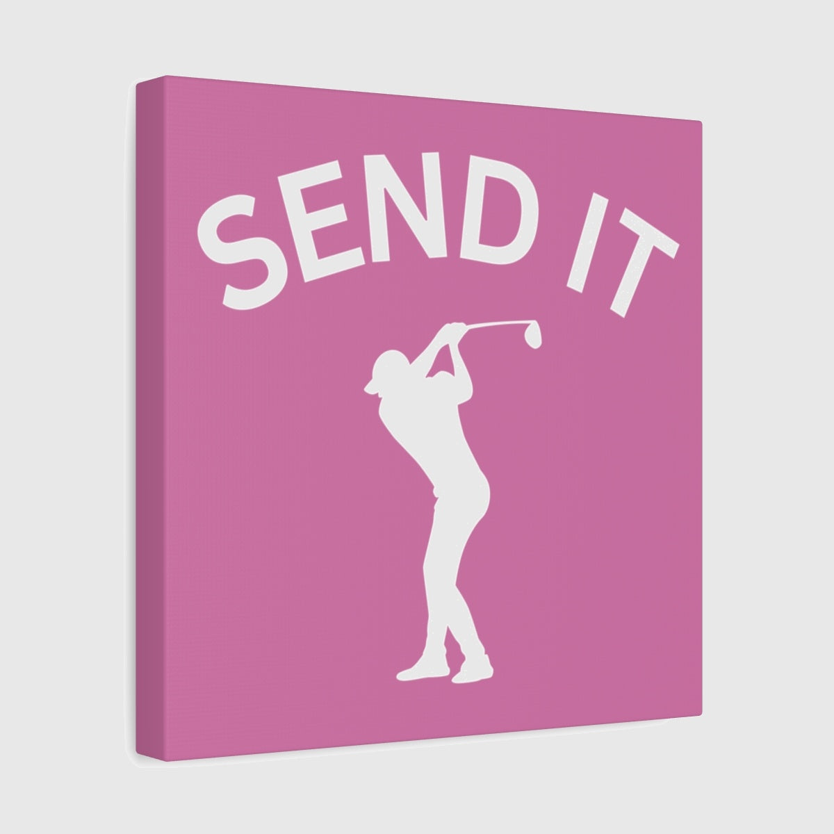 SEND IT (Male) - Canvas Wall Art - Light Pink - 12×12 - front