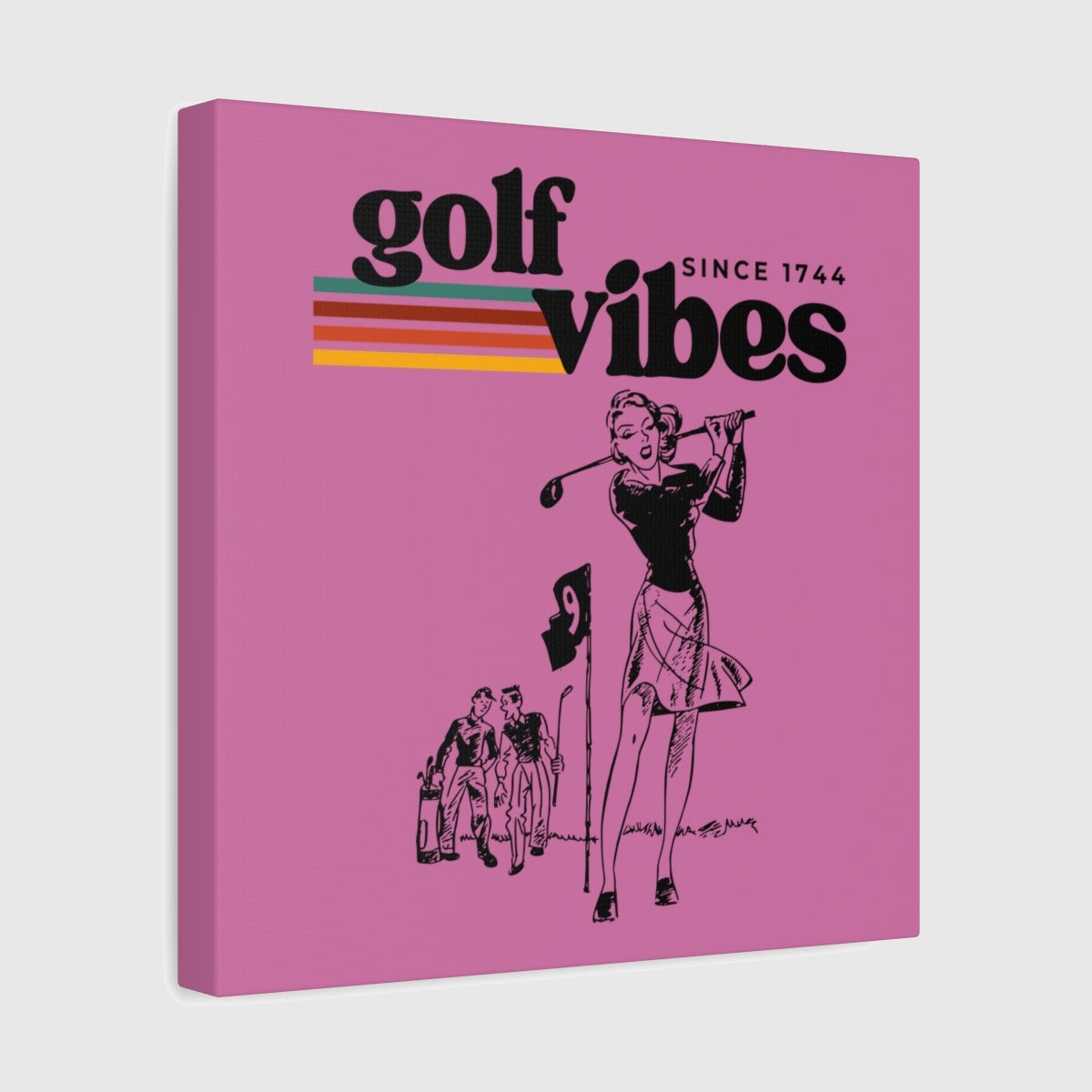 Golf Vibes Retro - Canvas Wall Art - Light Pink - 12×12 - front