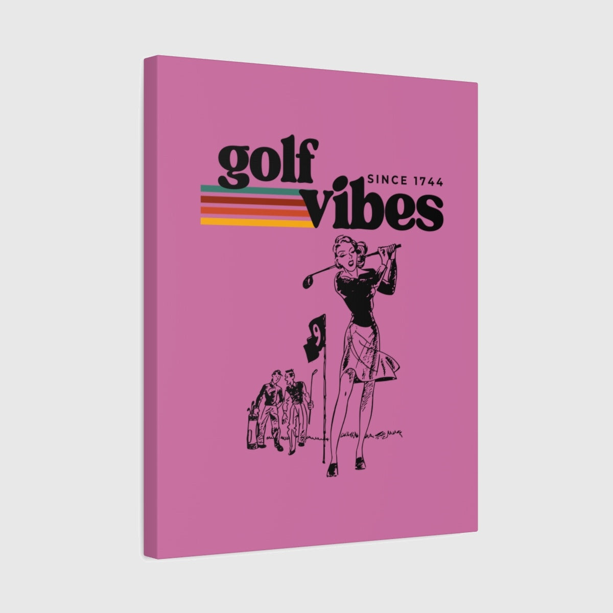 Golf Vibes Retro - Canvas Wall Art - Light Pink - 16×20 - front