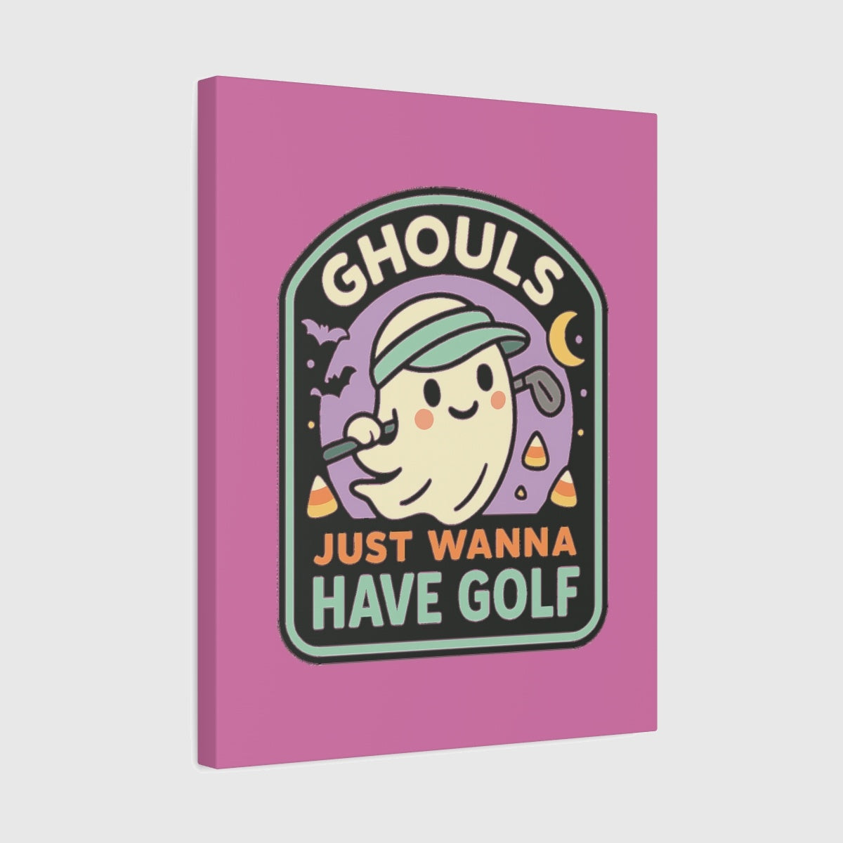 Ghouls Just Wanna Have Golf - Canvas Wall Art - Light Pink - 16×20 - front