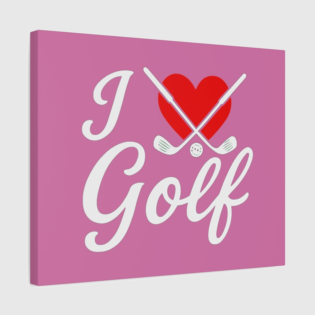I Love Golf - Canvas Wall Art - Light Pink - 16×20 - front