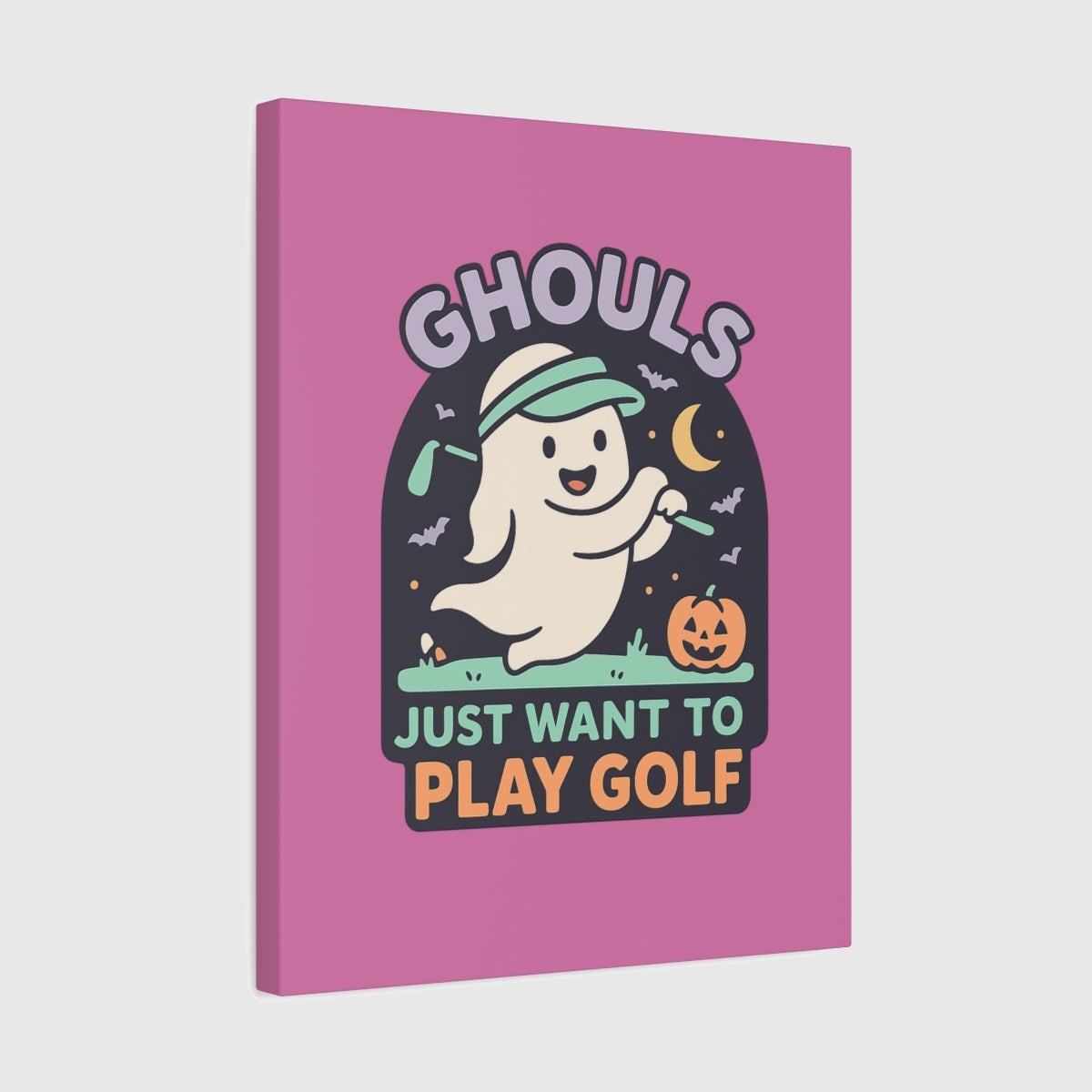 Ghouls Just Wanna Play Golf - Canvas Wall Art - Light Pink - 16×20 - front