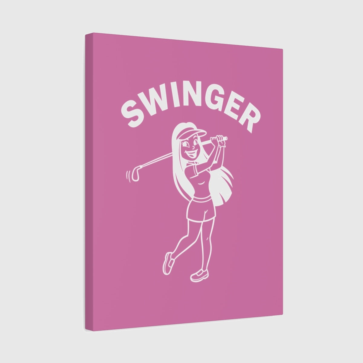 Retro Swinger Women's Golf T-Shirt - Canvas Wall Art - Light Pink - 16×20 - front
