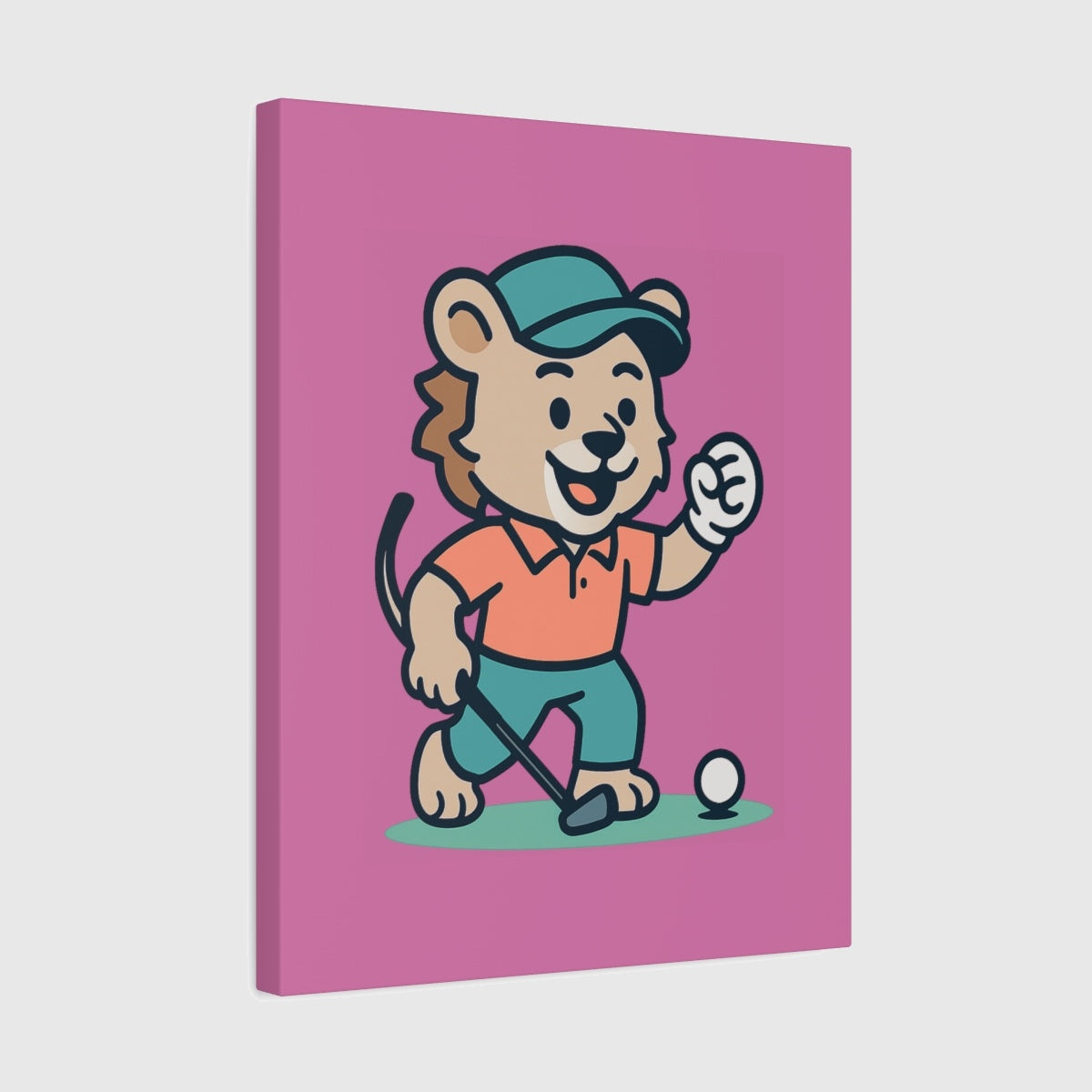 Fist Pumping Lion - Canvas Wall Art - Light Pink - 16×20 - front