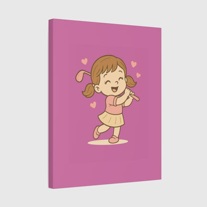 Happy Golfer Girl - Canvas Wall Art - Light Pink - 16×20 - front