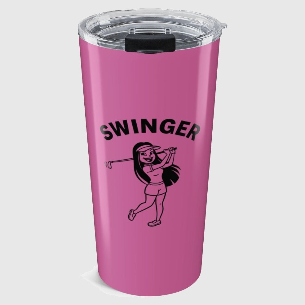 Retro Swinger Women's Golf T-Shirt - 20oz Tumbler in Light Pink