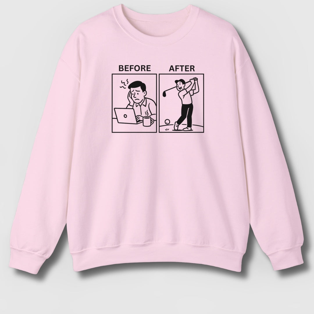 Before & After - Adult Golf Sweatshirt in Light Pink