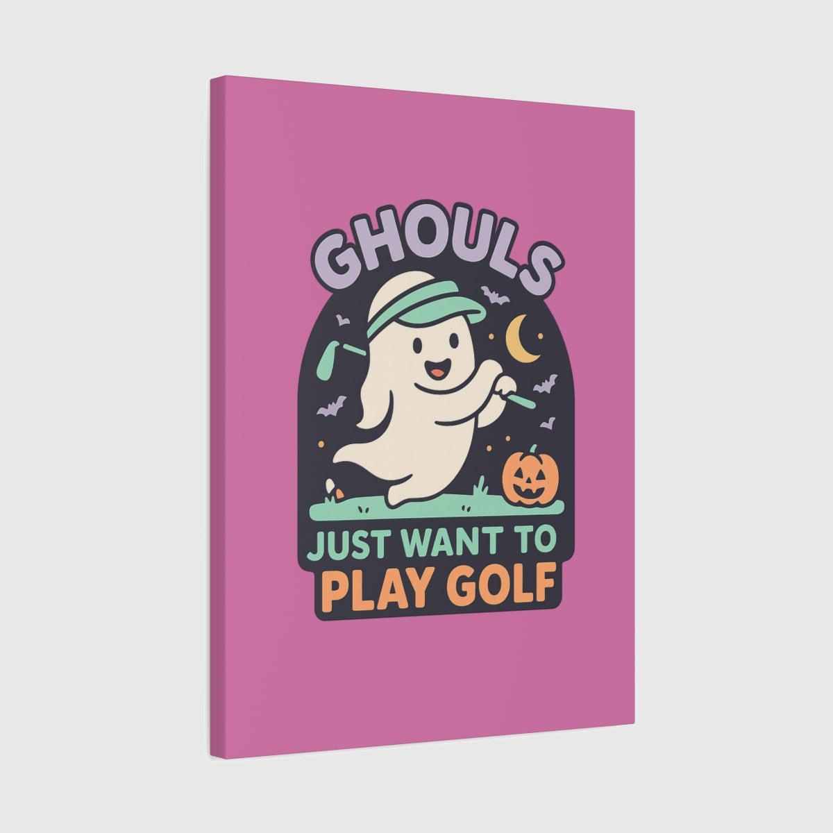 Ghouls Just Wanna Play Golf - Canvas Wall Art - Light Pink - 18×24 - front