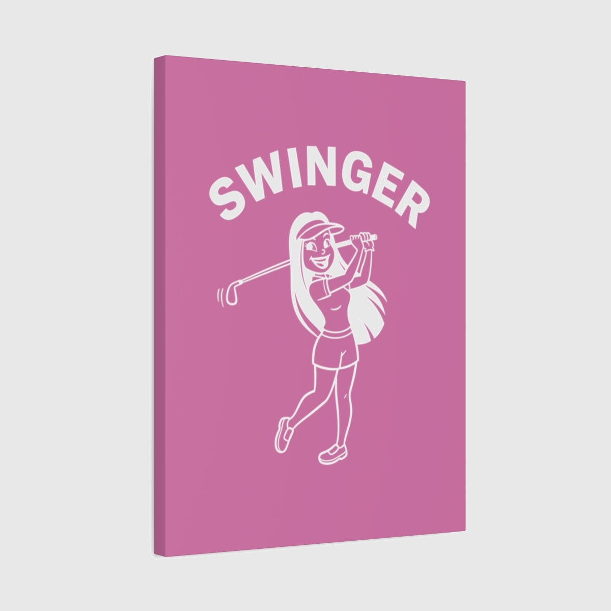 Retro Swinger Women's Golf T-Shirt - Canvas Wall Art - Light Pink - 18×24 - front