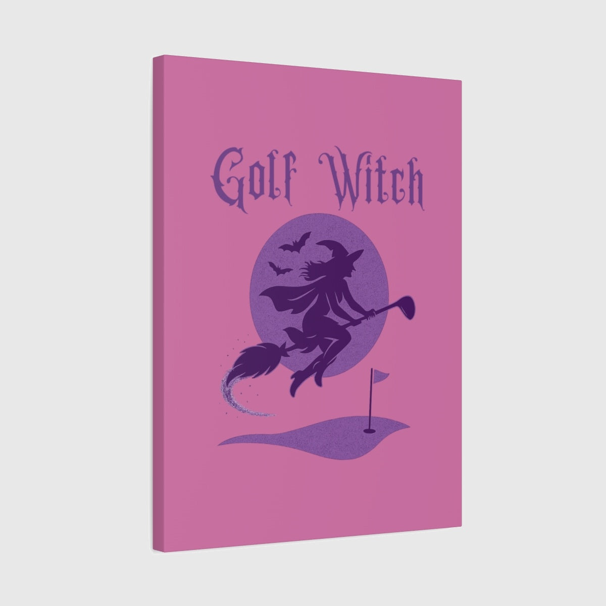 Golf Witch - Canvas Wall Art - Light Pink - 18×24 - front