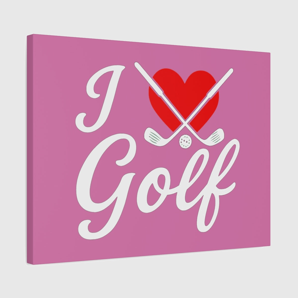 I Love Golf - Canvas Wall Art - Light Pink - 18×24 - front