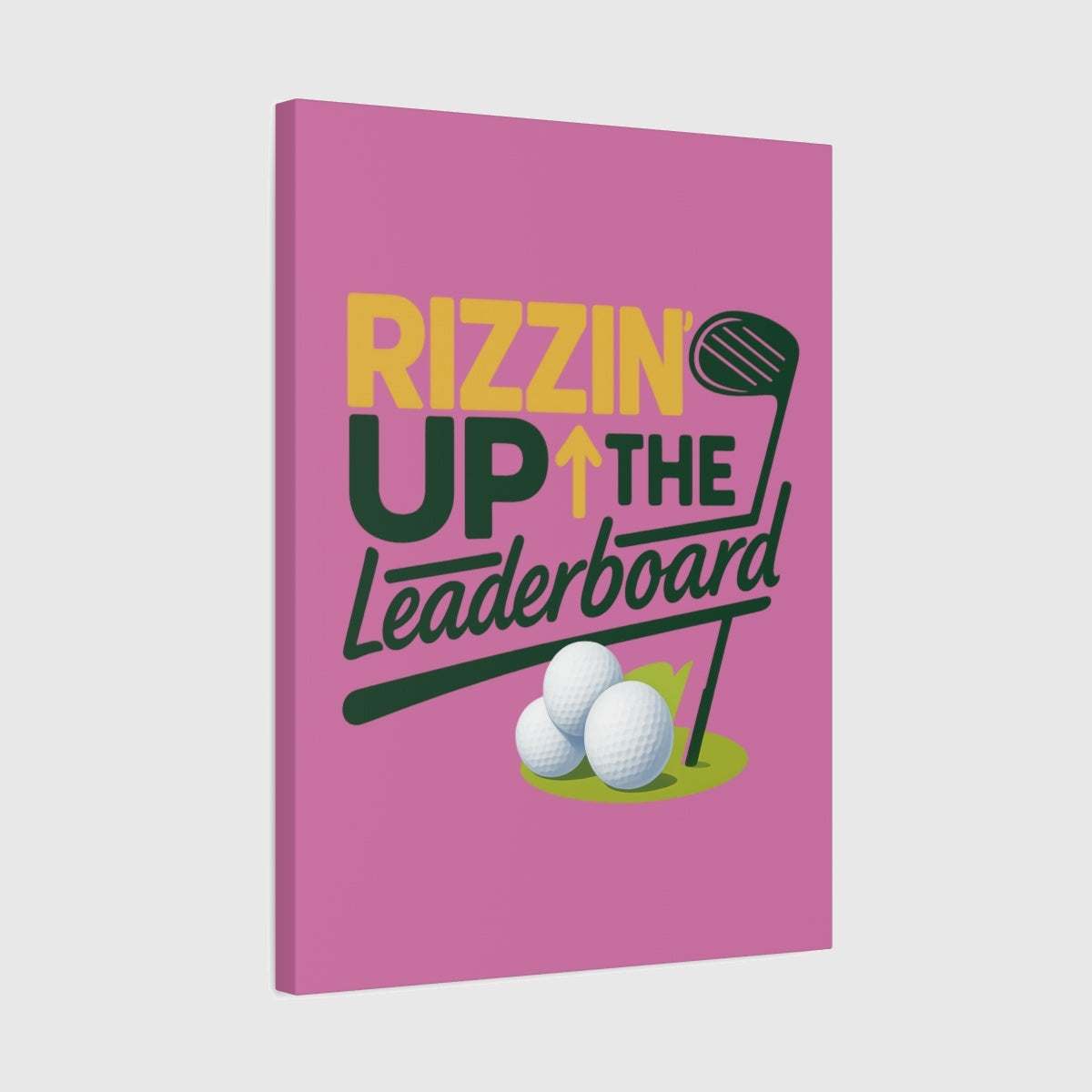 Rizzin' Up The Leaderboard - Canvas Wall Art - Light Pink - 18×24 - front