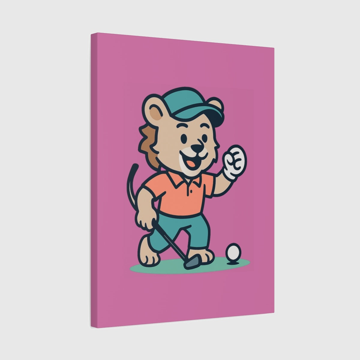 Fist Pumping Lion - Canvas Wall Art - Light Pink - 18×24 - front