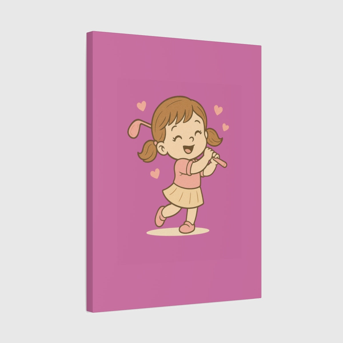 Happy Golfer Girl - Canvas Wall Art - Light Pink - 18×24 - front