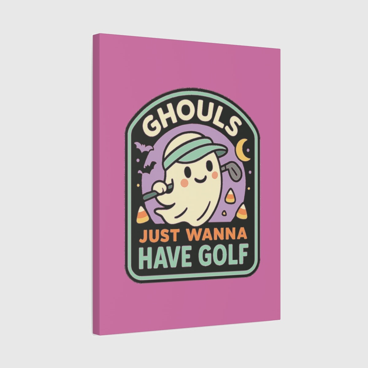 Ghouls Just Wanna Have Golf - Canvas Wall Art - Light Pink - 18×24 - front