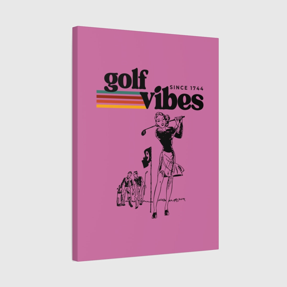 Golf Vibes Retro - Canvas Wall Art - Light Pink - 18×24 - front