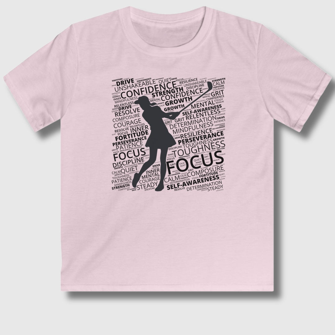 Unleash Your Mental Game (Female) - Youth Golf T-Shirt in Light Pink