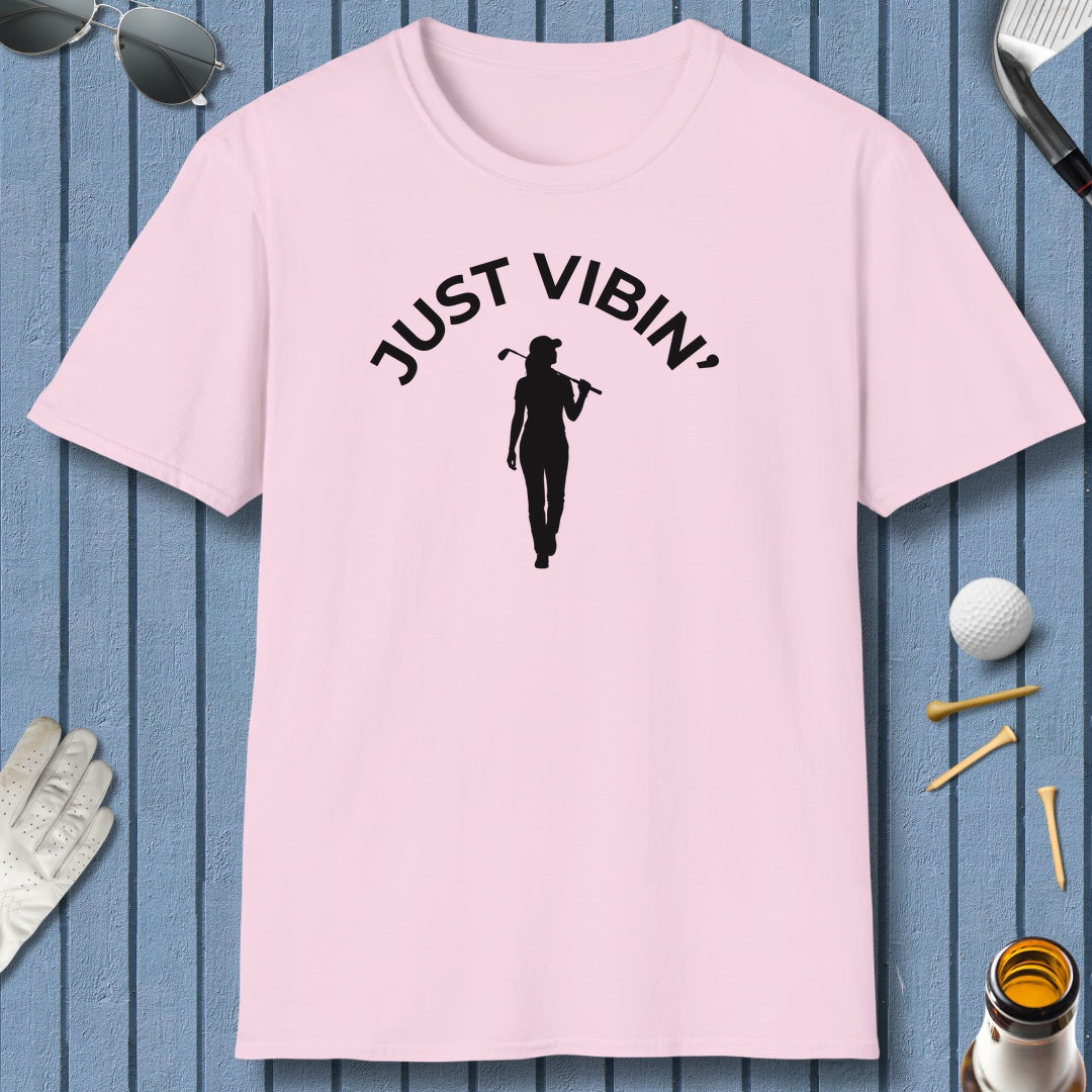 Just Vibin' - Women's - Adult Golf T-Shirt in Light Pink