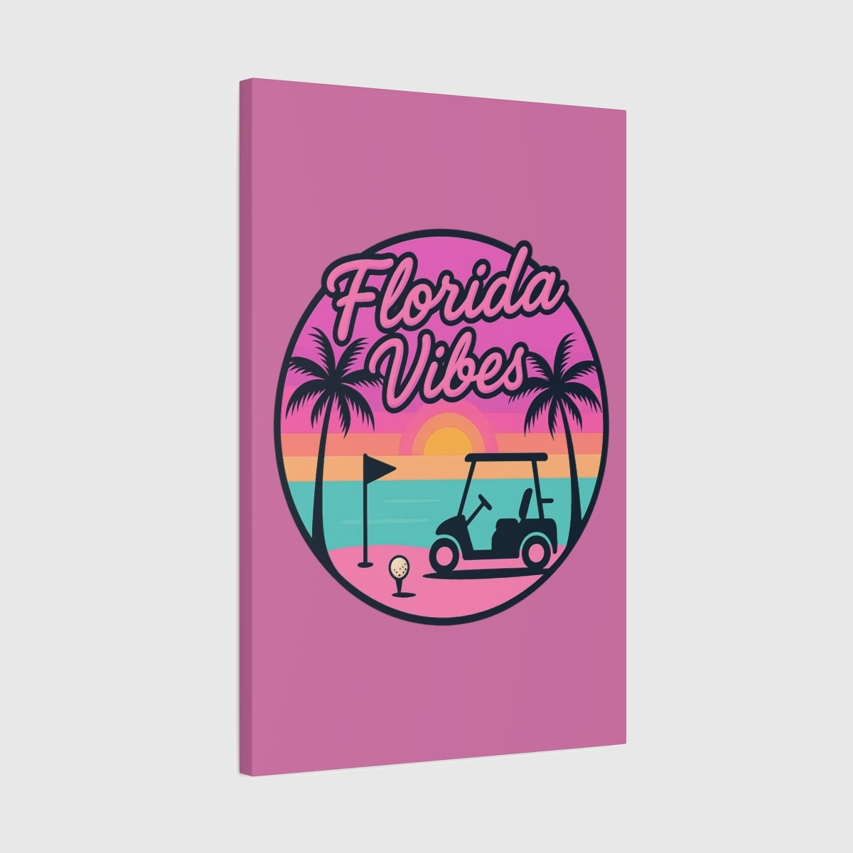 Golf Vibes - Florida Sunshine Edition - Canvas Wall Art - Light Pink - 20×30 - front
