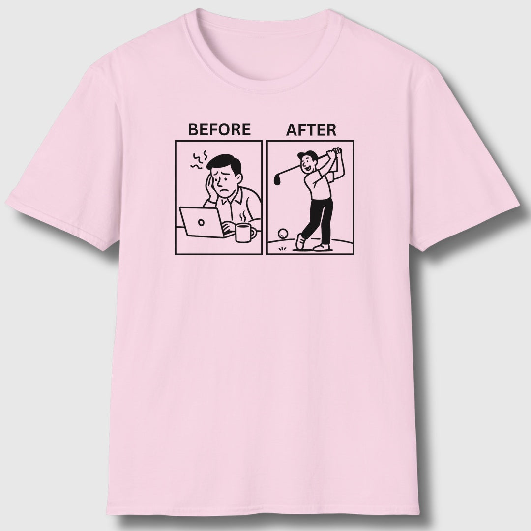 Before & After - Adult Golf T-Shirt in Light Pink