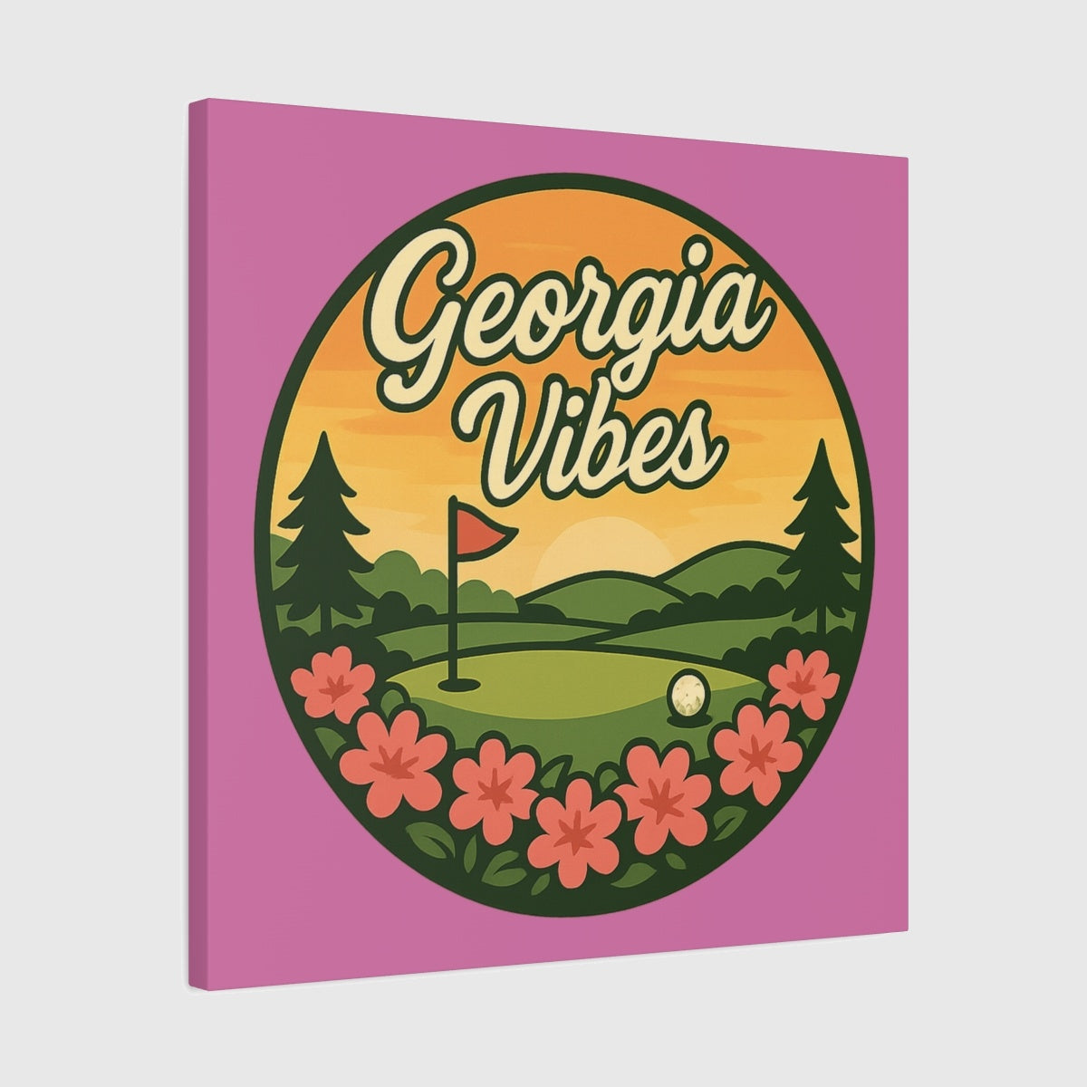 Golf Vibes - Georgia Azalea Edition - Canvas Wall Art - Light Pink - 24×24 - front
