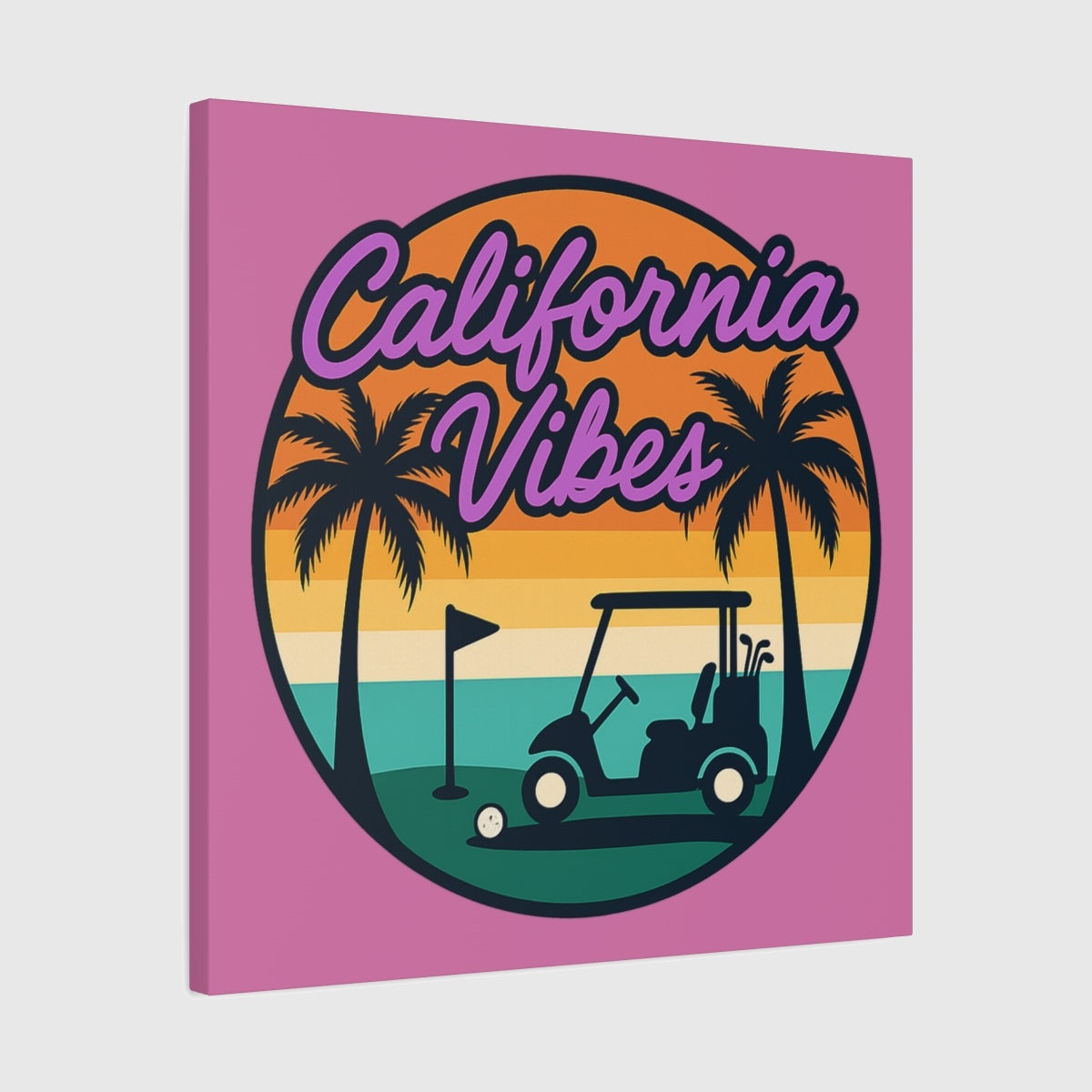 Golf Vibes - California Coast Edition - Canvas Wall Art - Light Pink - 24×24 - front