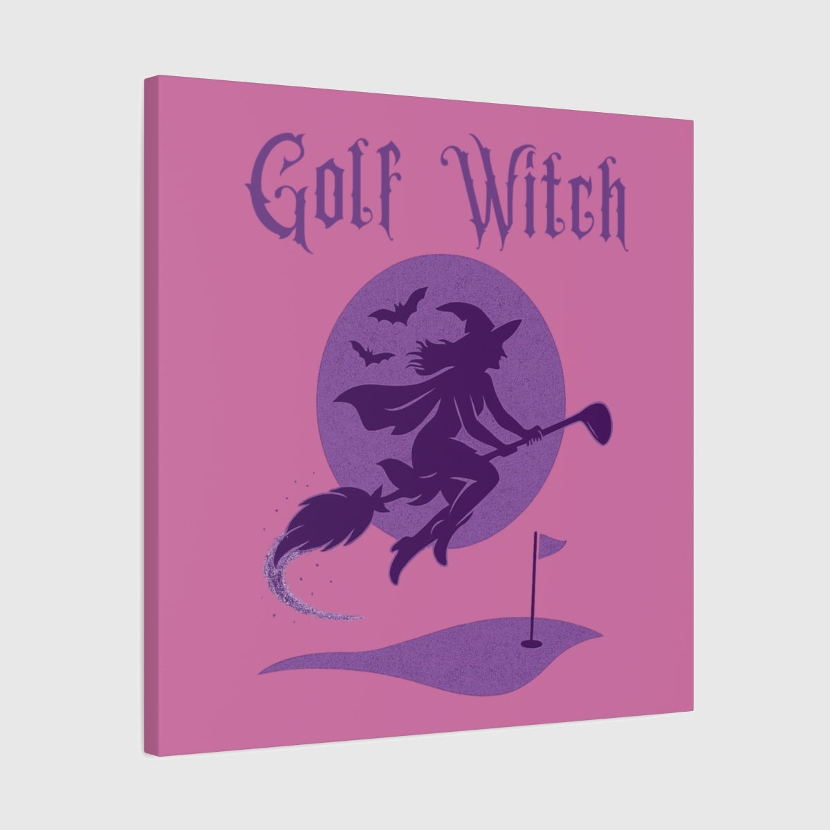 Golf Witch - Canvas Wall Art - Light Pink - 24×24 - front