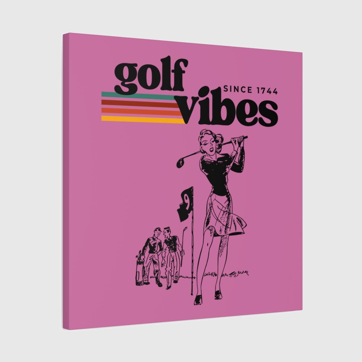 Golf Vibes Retro - Canvas Wall Art - Light Pink - 24×24 - front