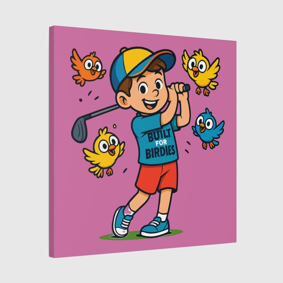 Built for Birdies - Canvas Wall Art - Light Pink - 24×24 - front