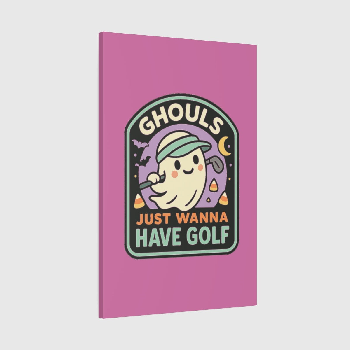 Ghouls Just Wanna Have Golf - Canvas Wall Art - Light Pink - 24×36 - front
