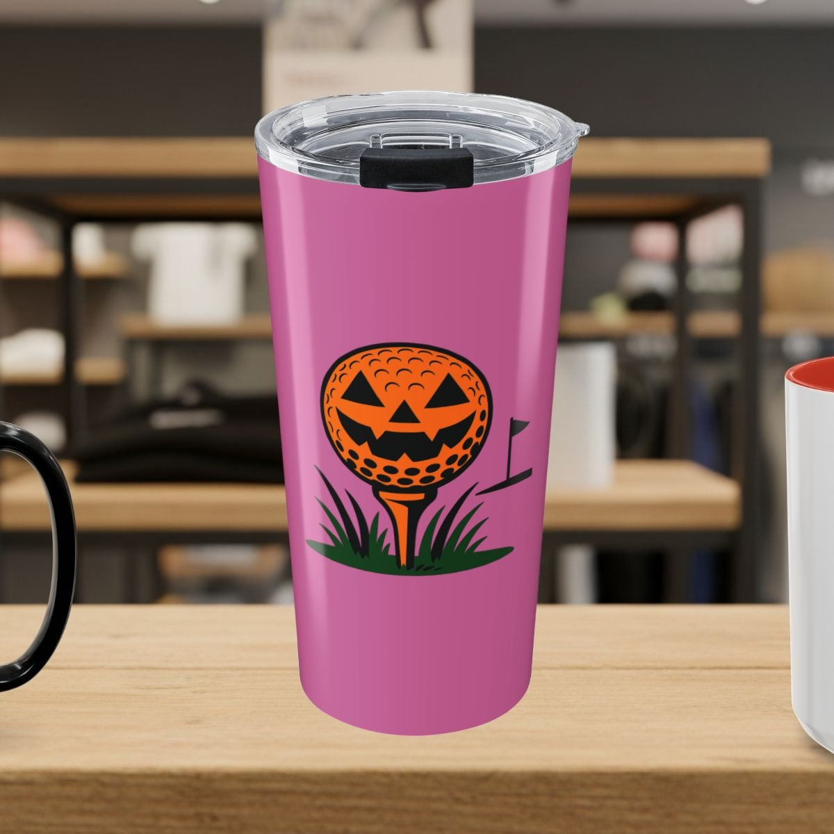 Tee Time Terror - 20oz Tumbler in Light Pink