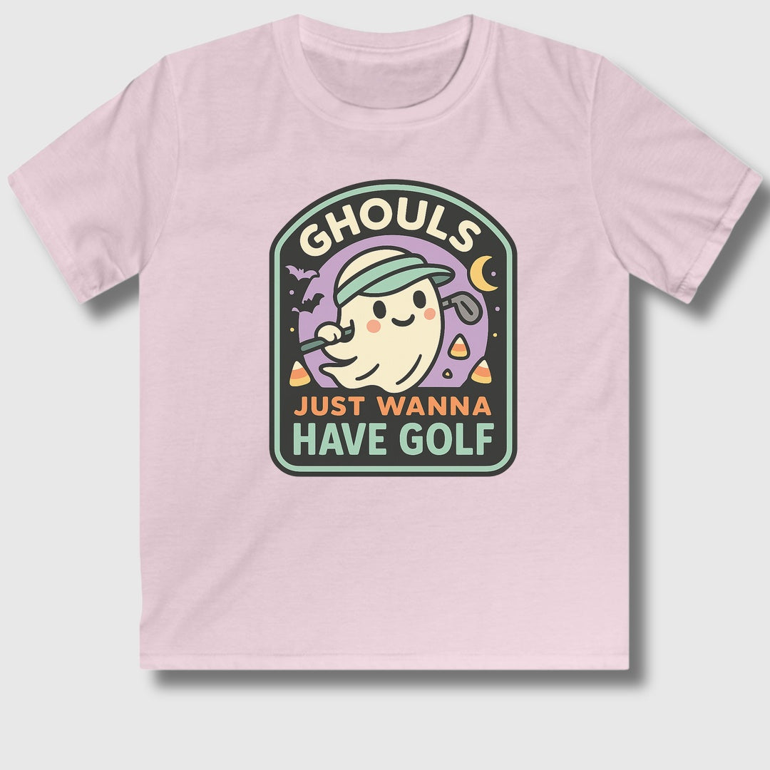 Ghouls Just Wanna Have Golf - Youth Golf T-Shirt in Light Pink
