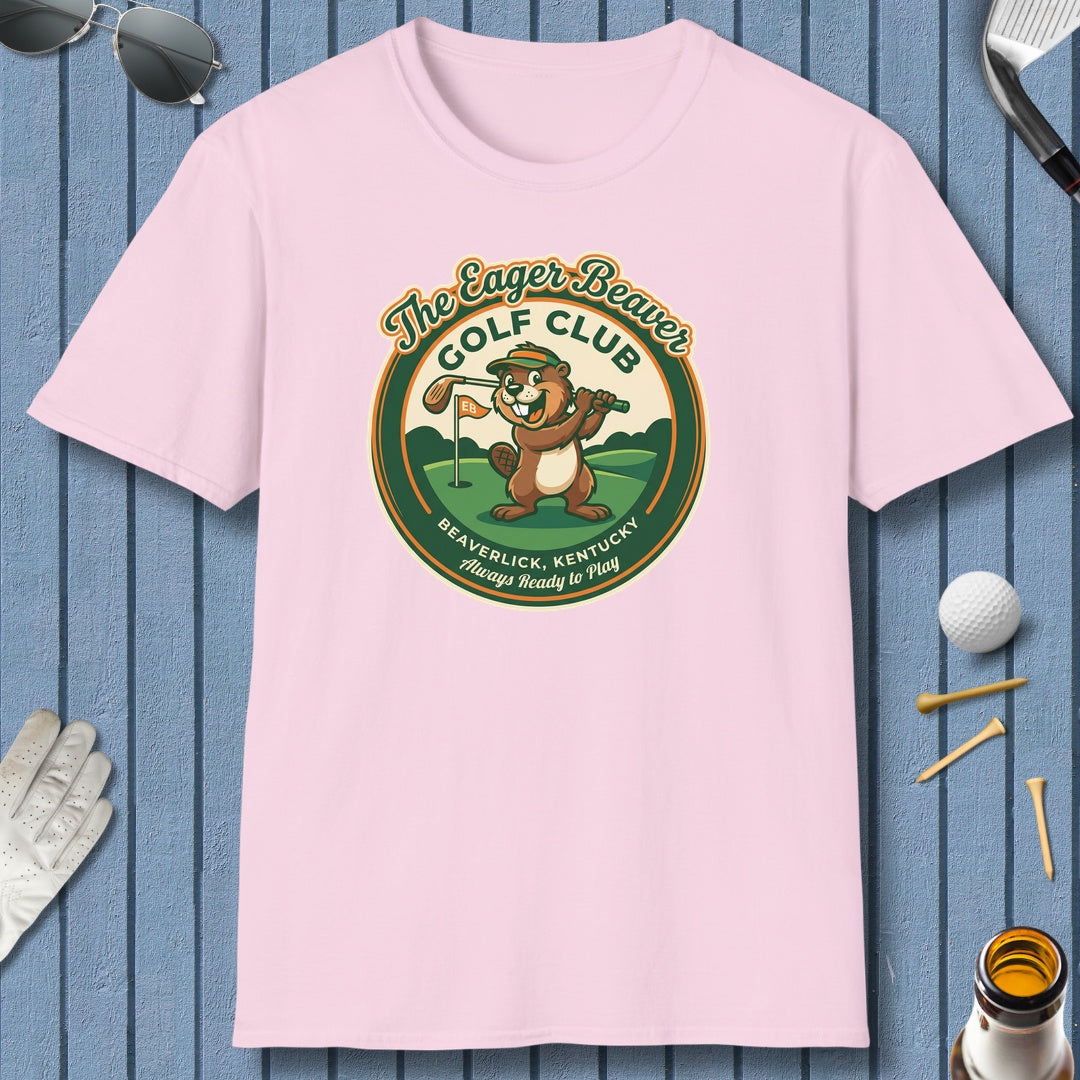 THE EAGER BEAVER GOLF CLUB - Adult Golf T-Shirt in Light Pink
