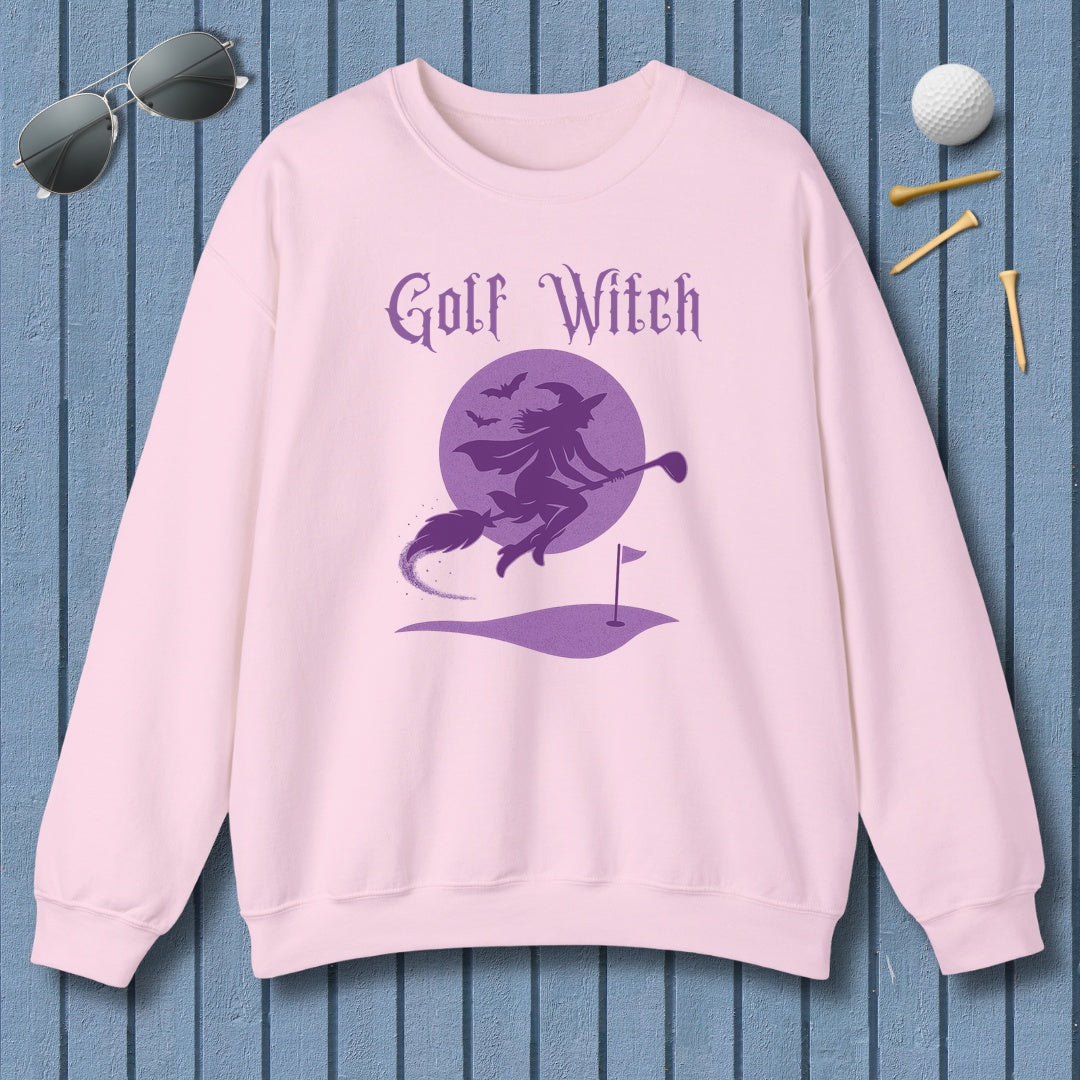 Golf Witch - Adult Golf Sweatshirt in Light Pink