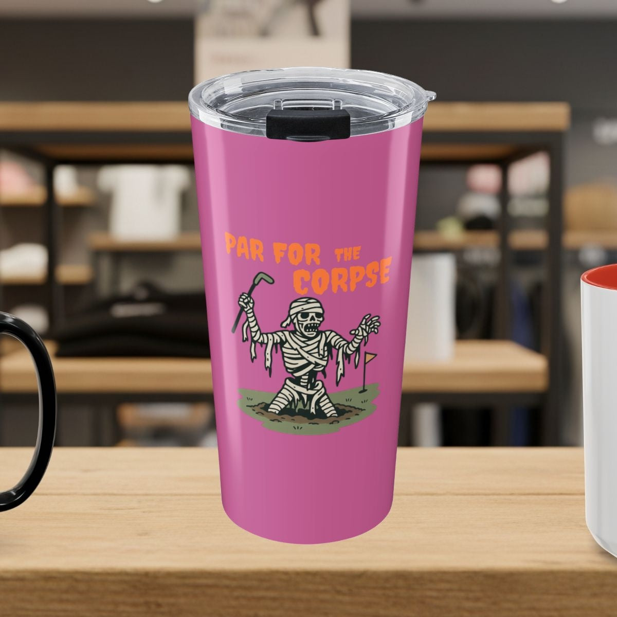 Par for the Corpse - 20oz Tumbler in Light Pink
