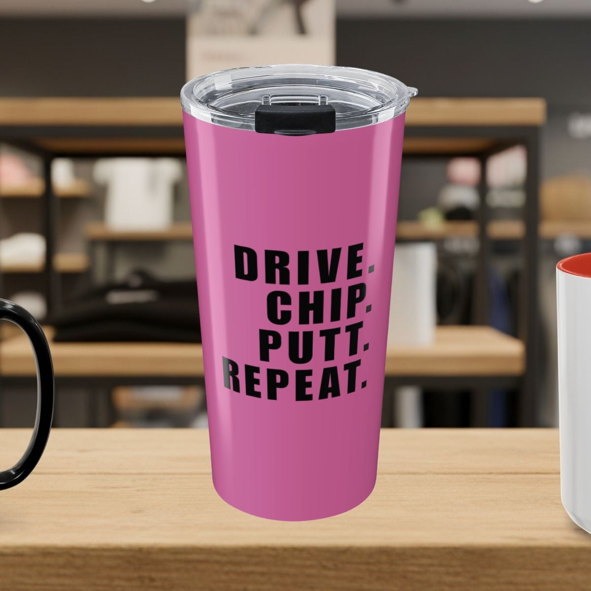 DRIVE CHIP PUTT REPEAT - 20oz Tumbler in Light Pink