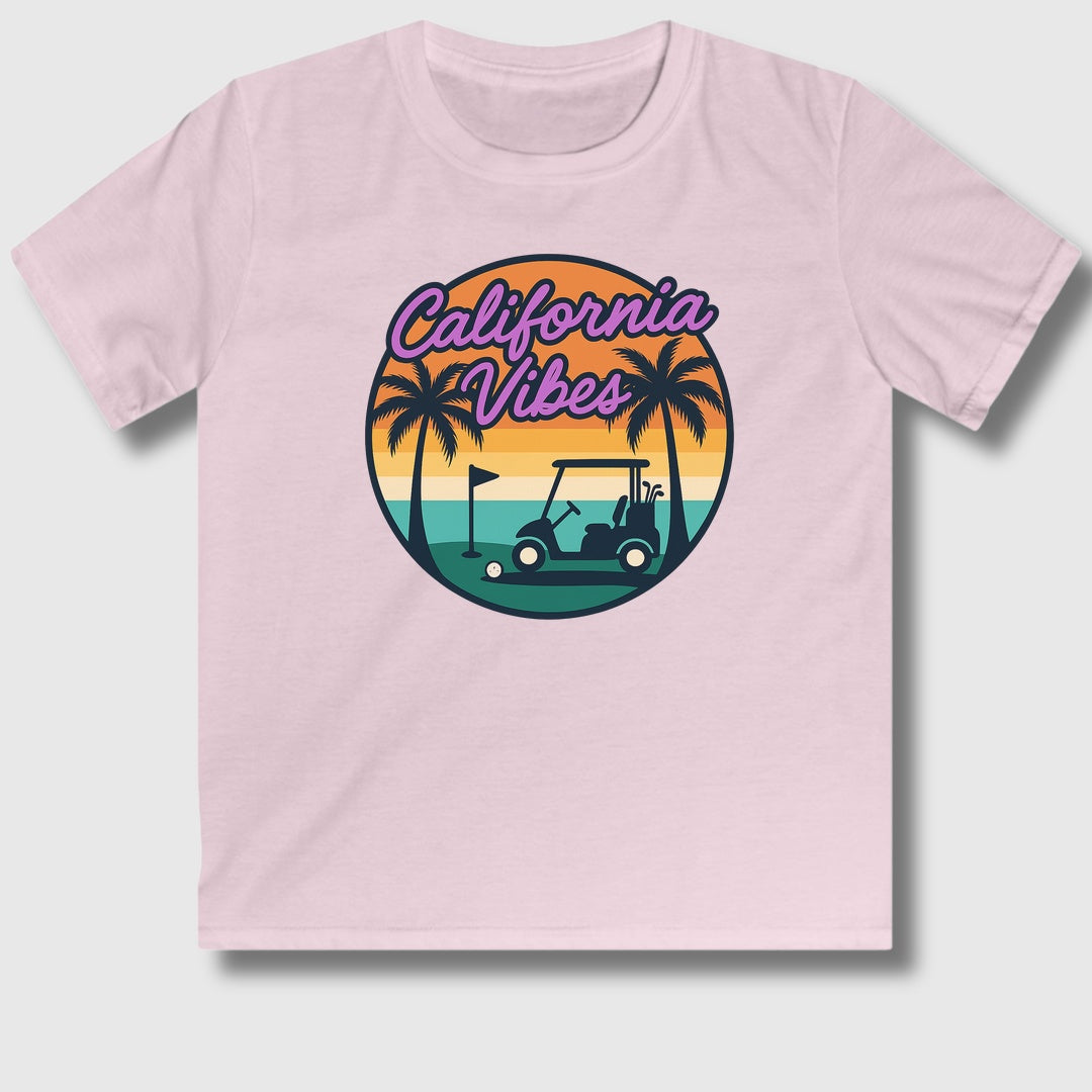 Golf Vibes - California Coast Edition - Youth Golf T-Shirt in Light Pink