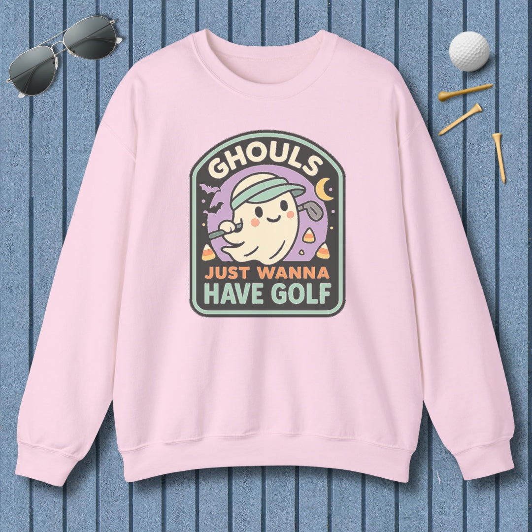 Ghouls Just Wanna Have Golf - Adult Golf Sweatshirt in Light Pink